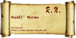 Radó Norma névjegykártya